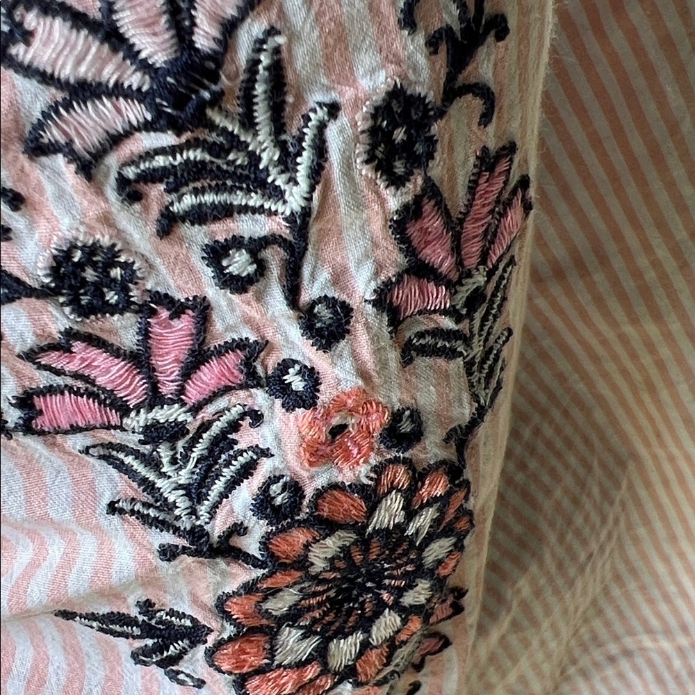 Floral Embroidered Pink and Black Fabric